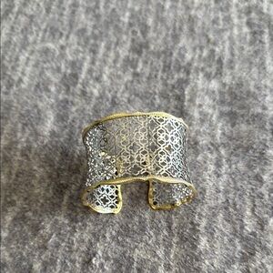 Kendra Scott Elegant Gold and Silver Filigree Cuff Bracelet